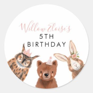 Sticker Rond Fille Woodland Anniversaire Favoriser