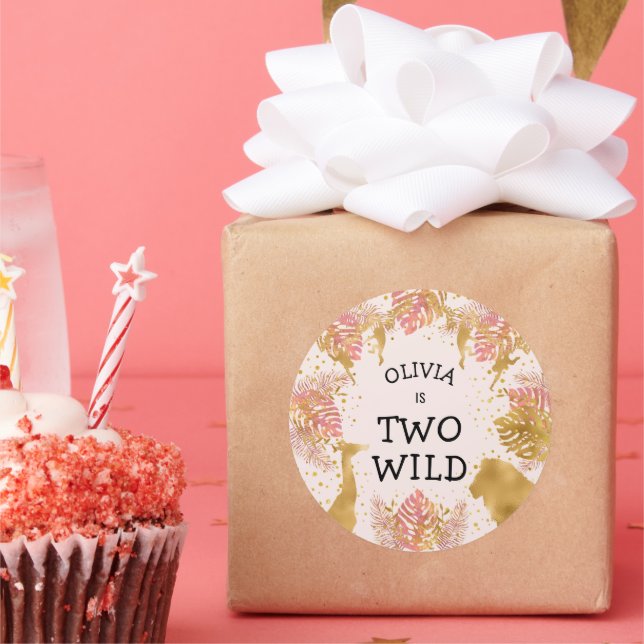 Sticker Rond Filles 2e fête d'anniversaire Pastel Pink Gold Saf (Fête)