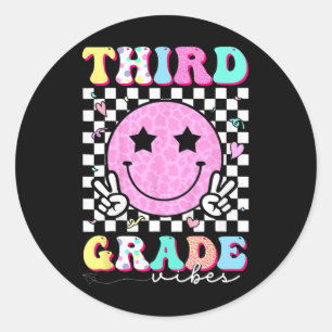 Sticker Rond Filles 3e année Vibes Sourire visage retour à l'éc