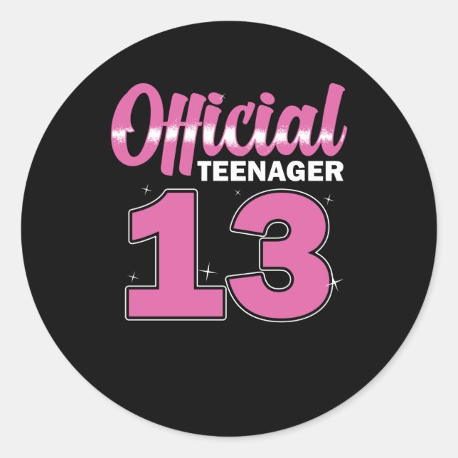 Sticker Rond Filles Adolescent officiel 13 Anniversaire (Devant)