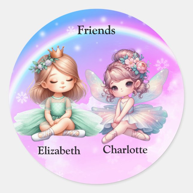 Sticker Rond Filles amies (Devant)