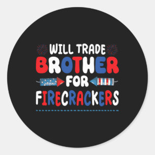 Sticker Rond Filles Amusantes 4 juillet Enfants Échange Soeur P