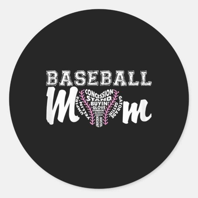 Sticker Rond Filles Baseball Maman Faits Baseball Maman (Devant)