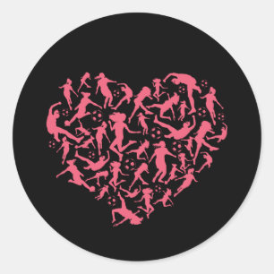 Sticker Rond Filles Coeur de football - Joueuses