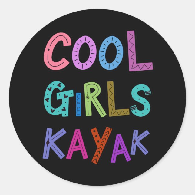 Sticker Rond Filles cool Kayak Kayaking Fille Filles Filles Fil (Devant)
