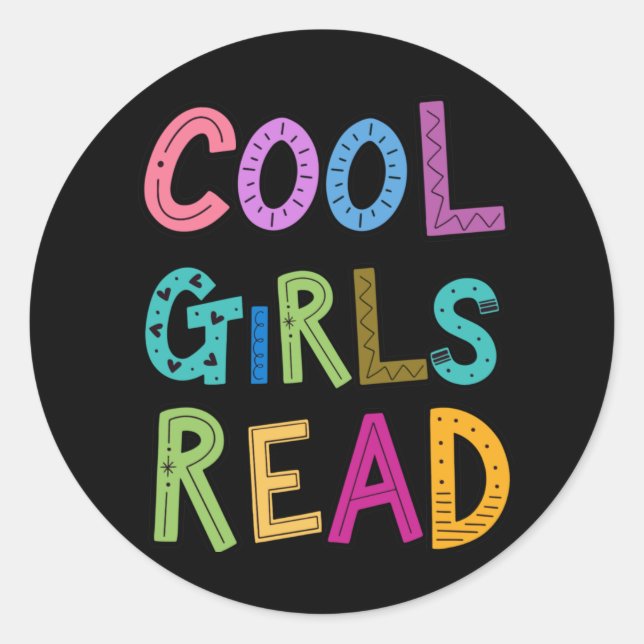 Sticker Rond Filles cool Lire Livres Lover Filles Filles Femmes (Devant)