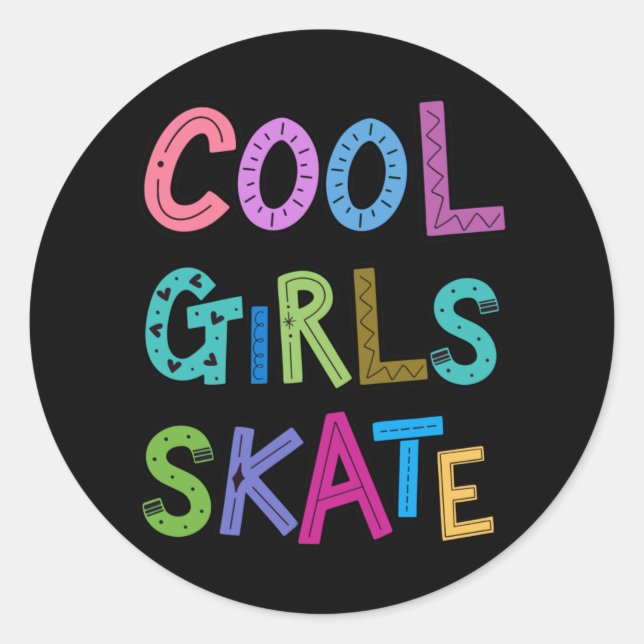 Sticker Rond Filles cool Patinage Patinage Glace Roller Femmes  (Devant)