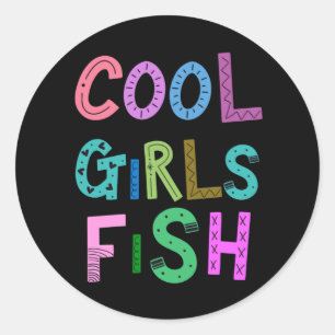 Sticker Rond Filles cool Pêche Pêche Aîné Filles Filles