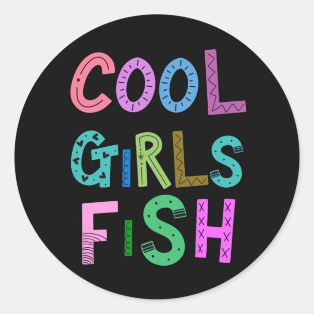 Sticker Rond Filles cool Pêche Pêche Aîné Filles Filles (Devant)
