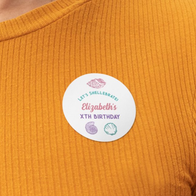 Sticker Rond Filles Coquillages Anniversaire (Créateur téléchargé)