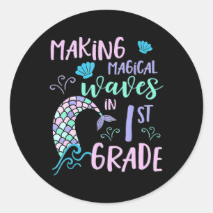 Sticker Rond Filles de 1re année mignonne sirène Frist Day Kids