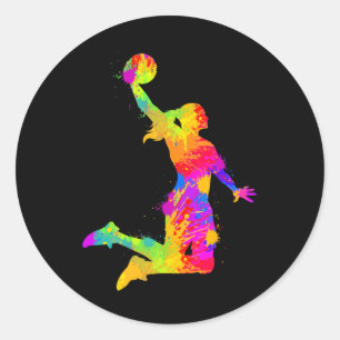 Sticker Rond Filles de basket-ball