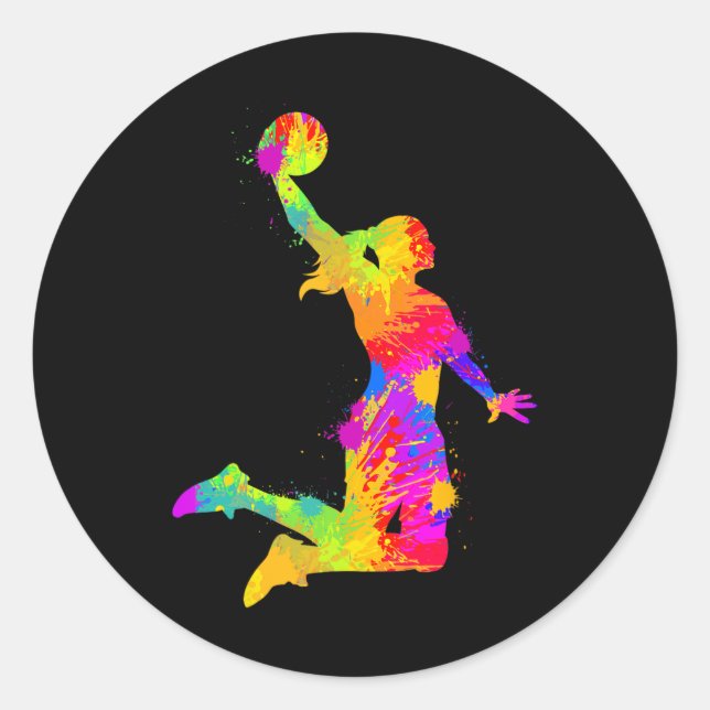 Sticker Rond Filles de basket-ball (Devant)