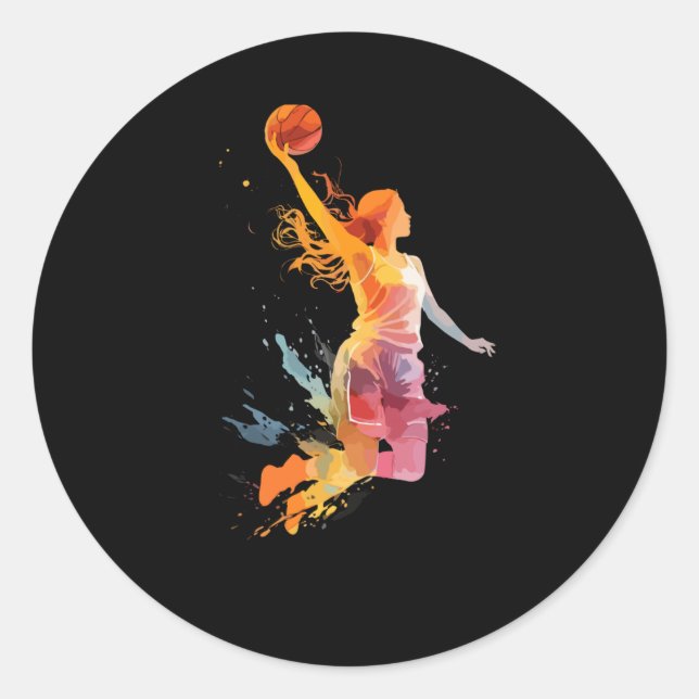 Sticker Rond Filles de basket-ball (Devant)