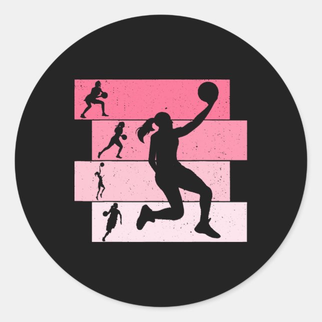 Sticker Rond Filles de basket-ball Femmes Enfants (Devant)