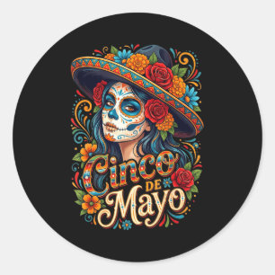 Sticker Rond Filles de cinq de mayo femmes fiesta mexicaine 5 d