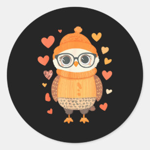 Sticker Rond Filles de la Saint-Valentin femmes chouette cœur a