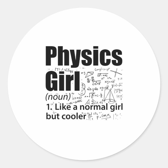 Sticker Rond Filles de physique | Cadeaux de sciences physicist (Devant)
