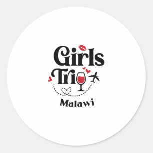 Sticker Rond Filles de vin mignonnes Voyage au Malawi Vacances 