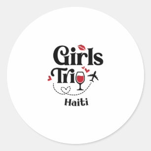 Sticker Rond Filles de vin mignonnes voyage Haïti vacances
