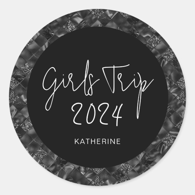 Sticker Rond Filles Elégantes Personnalisées Voyage Faux Partie (Devant)