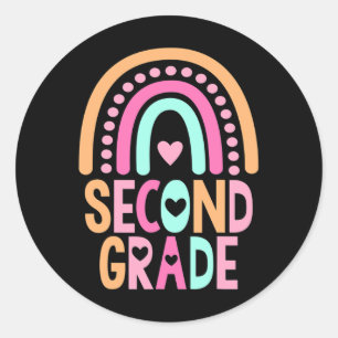 Sticker Rond Filles et garçons de deuxième année arc-en-ciel En