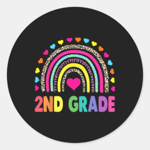 Sticker Rond Filles et garçons de deuxième année Arc-en-ciel Éq