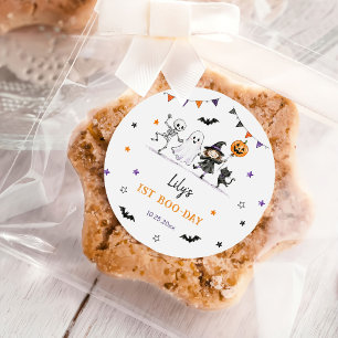 Sticker Rond Filles fantômes pour 1er anniversaire Halloween