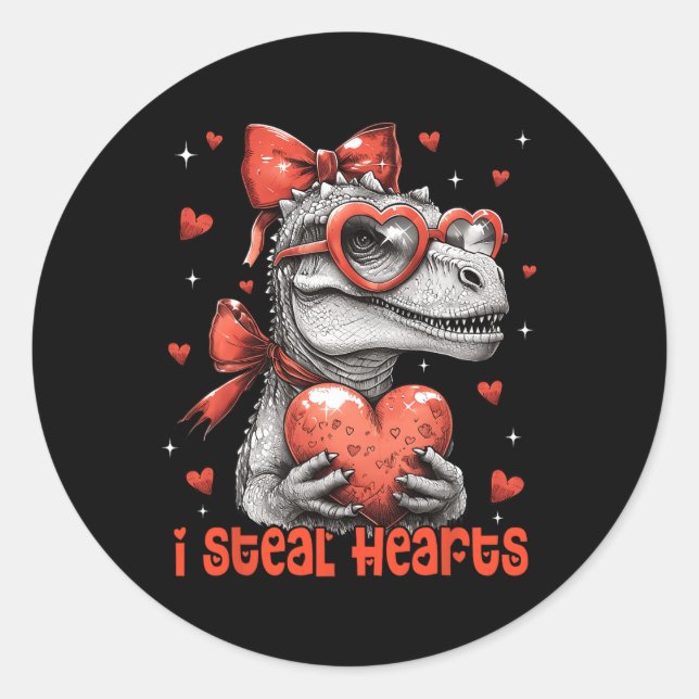 Sticker Rond Filles Femmes de la Saint-Valentin Je vole des cœu (Devant)