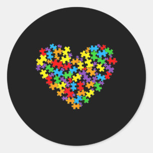 Sticker Rond Filles Femmes Sensibilisation sur l'autisme Coeur