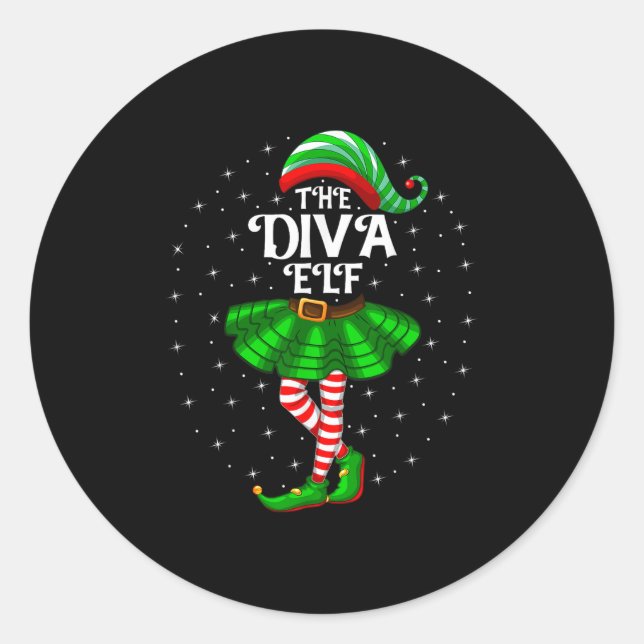 Sticker Rond Filles Filles Filles Fille Maman Le Diva Elf (Devant)