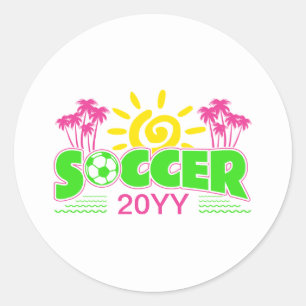 Sticker Rond Filles Football Sunshine Palm Trees