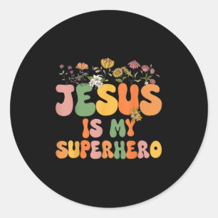 Sticker Rond Filles Jésus est mon super-héros Sœur chrétienne D