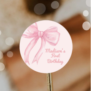 Sticker Rond Filles Juste Wanne Be One Rose Bow Coquette Annive