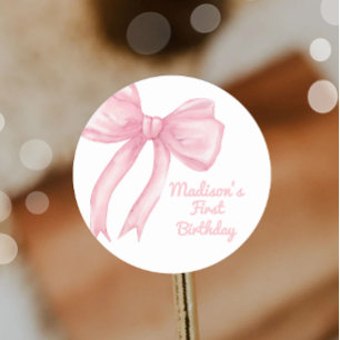 Sticker Rond Filles Juste Wanne Be One Rose Bow Coquette Annive