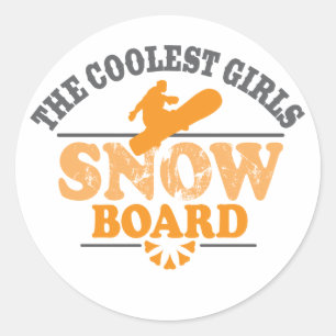 Sticker Rond Filles les plus froides Snowboard