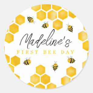 Sticker Rond Filles mignonnes Premier Jour de l'abeille Enfants