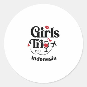 Sticker Rond Filles mignonnes vin voyage Indonésie vacances 