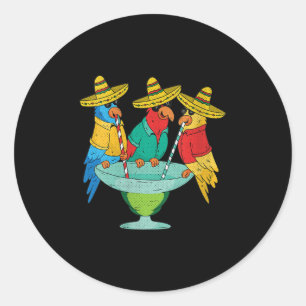 Sticker Rond Filles Parrot Cinco De Mayo Drôle Boire Tequila