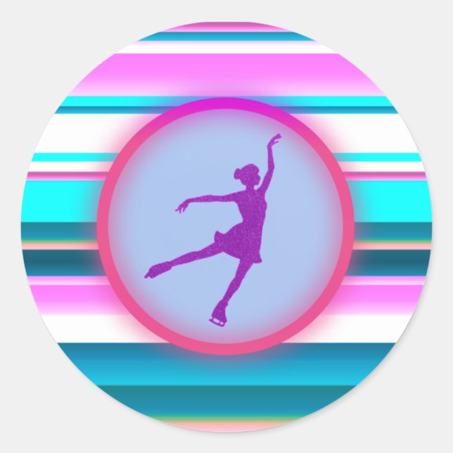 Sticker Rond Filles Patinage artistique (Devant)