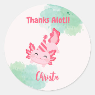 Sticker Rond Filles Pink Axolotl 1er anniversaire