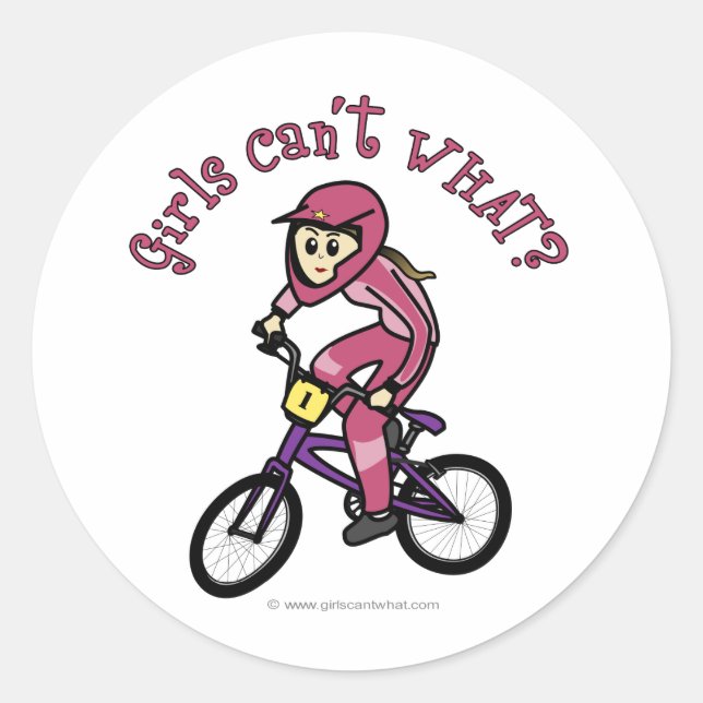 Sticker Rond Filles rose pâle BMX (Devant)