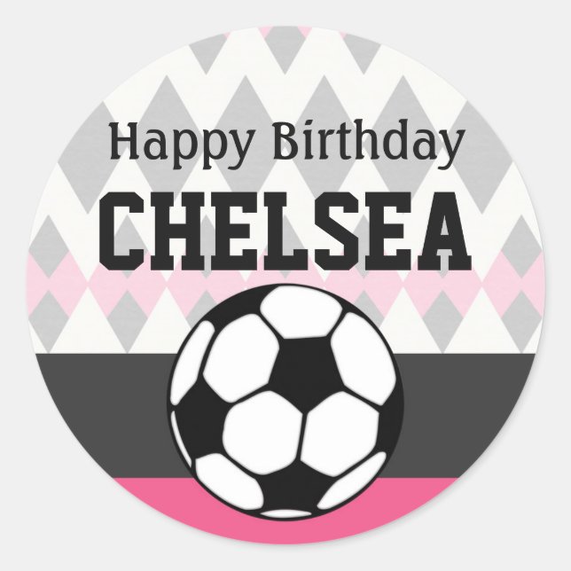 Sticker Rond Fille's Soccer Party Custom Anniversaire (Devant)