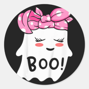 Sticker Rond Filles Toddler Happy Halloween Fantôme Avec Bandan