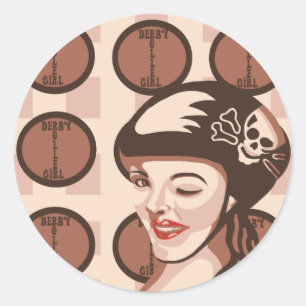 Sticker Rond fillette à rouleaux