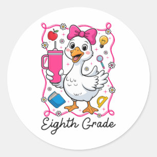 Sticker Rond Fillette de 8e année Coquette Silly Goose 1er jour