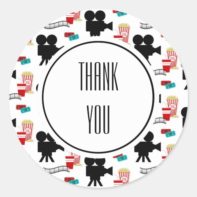 Sticker Rond Film Nuit Thème Caméra Nom personnalisé (Devant)