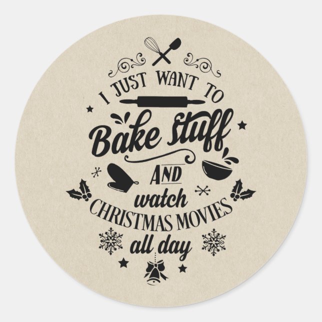 Sticker Rond FILMS DE NOËL & CUISINE DE FÊTE Script de vacances (Devant)