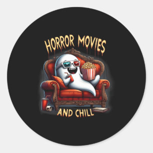 Sticker Rond Films D'Horreur Et Chill Éffrayant Halloween Ghost