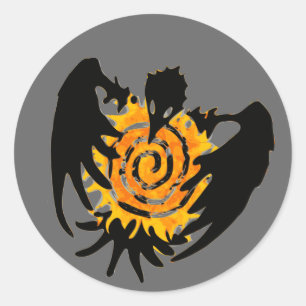 Sticker Rond Filou Raven avec Sun en spirale